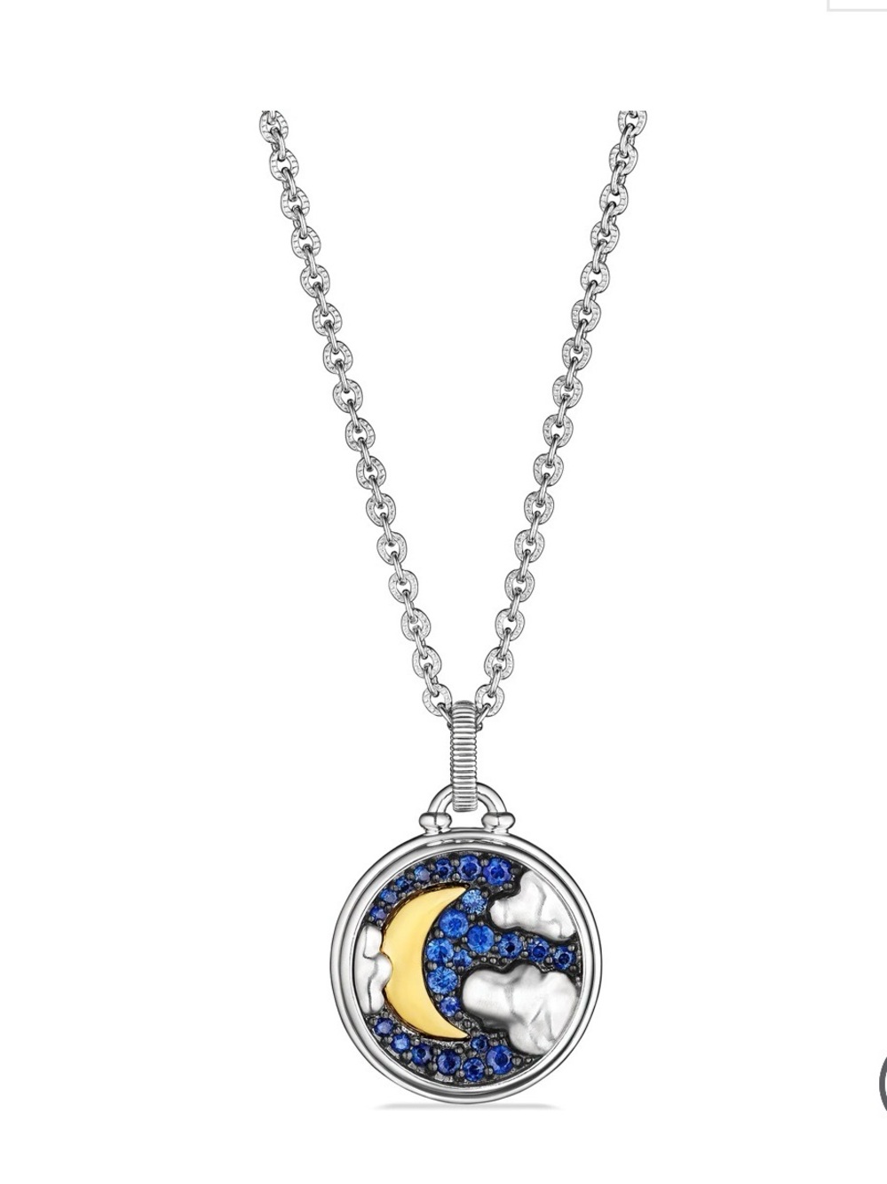 Judith Ripka little luxuries night sky medallion blue sapphire, diamond necklace